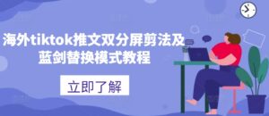 海外tiktok推文双分屏剪法及蓝剑替换模式教程-网创资源