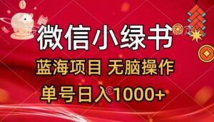 （12237期）微信小绿书，蓝海项目，无脑操作，一天十几分钟，单号日入1000+-网创资源