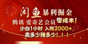 (12236期)闲鱼全新暴力掘金玩法,官方正品影视会员无成本渠道!小白1小时收…-网创资源