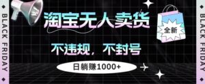 淘宝无人卖货，不违规不封号，简单无脑，日躺入几张-网创资源