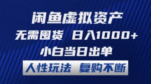 （12229期）闲鱼虚拟资产 无需囤货 日入1000+ 小白当日出单 人性玩法 复购不断-网创资源
