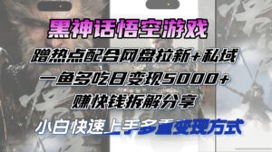 （12271期）黑神话悟空游戏蹭热点配合网盘拉新+私域，一鱼多吃日变现5000+赚快钱拆…-网创资源