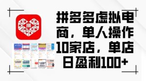 （12267期）拼多多虚拟电商，单人操作10家店，单店日盈利100+-网创资源