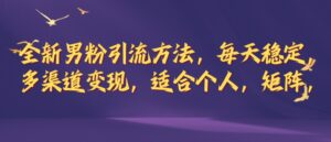 全新男粉引流方法，每天稳定加人，适合个人，矩阵，多渠道变现-网创资源
