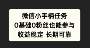 微信小手柄任务，0基础也能参与，收益稳定-网创资源