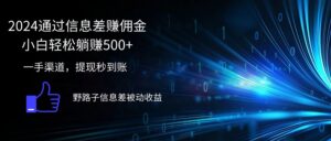 （12257期）2024通过信息差赚佣金小白轻松躺赚500+-网创资源
