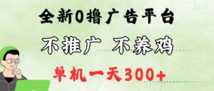 （12251期）最新广告0撸懒人平台，不推广单机都有300+，来捡钱，简单无脑稳定可批量-网创资源