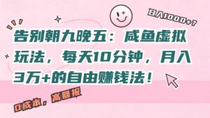告别朝九晚五：咸鱼虚拟玩法，每天10分钟，月入过W的自由赚钱法!-网创资源