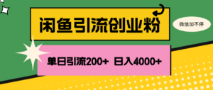 （12179期）闲鱼单日引流200+创业粉，日稳定4000+-网创资源