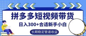 拼多多短视频带货日入300+有长期稳定被动收益，合适新手小白【揭秘】-网创资源