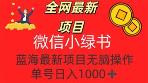（12163期）全网最新项目，微信小绿书，做第一批吃肉的人，一天十几分钟，无脑单号…-网创资源