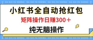 （12151期）最新小红书全自动抢红包，单号一天50＋  矩阵操作日入300＋，纯无脑操作-网创资源