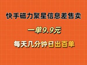 （12150期）快手磁力聚星信息差售卖，一单9.9.每天几分钟，日出百单-网创资源