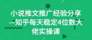 小说推文推广经验分享—知乎每天稳定4位数大佬实操课-网创资源