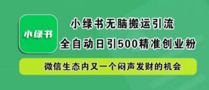 小绿书无脑搬运引流，全自动日引500精准创业粉，微信生态内又一个闷声发财的机会【揭秘】-网创资源