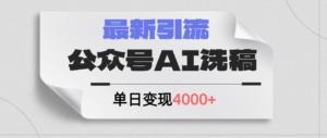 （12022期）公众号ai洗稿，最新引流创业粉，单日引流200+，日变现4000+-网创资源