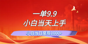 （11997期）一单9.9，一天轻松上百单，不挑人，小白当天上手，一分钟一条作品-网创资源