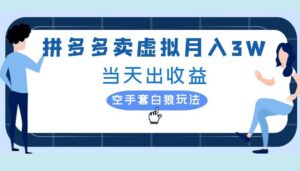 拼多多虚拟项目，单人月入3W+，实操落地项目-网创资源