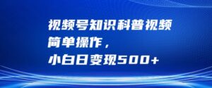 视频号知识科普视频，简单操作，小白日变现500+【揭秘】-网创资源