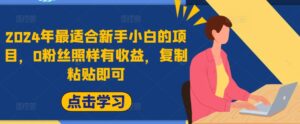 2024年最适合新手小白的项目，0粉丝照样有收益，复制粘贴即可-网创资源