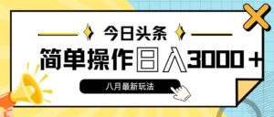 （11947期）今日头条，8月新玩法，操作简单，日入3000+-网创资源