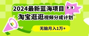 2024蓝海项目， 淘宝逛逛视频分成计划，简单无脑搬运，几分钟一个视频，小白月入1万+-网创资源
