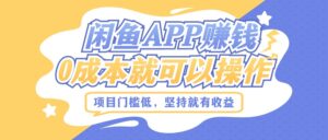 如何利用闲鱼APP赚钱，项目门槛低，0成本就可以操作，坚持就有收益-网创资源