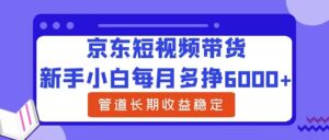新手小白每月多挣6000+京东短视频带货，可管道长期稳定收益-网创资源