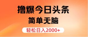 （11849期）撸爆今日今日头条，简易没脑子，日入2000-网创资源