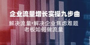 （11822期）公司流量增长实战演练九步曲，处理总流量=帮助企业解决焦虑情绪难点，老总怎样做流量-网创资源