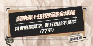 （11821期）剪辑软件课 小视频拓展课程：抖音视频底层算法，百万主播指日可待!（77节）-网创资源