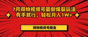 （11816期）7月得物APP微信视频号全新崩裂游戏玩法有手就行，轻轻松松月收入1W-网创资源