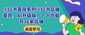 小红书变现系列小红书店铺变现，AI升级版，一人也能开16家店铺-网创资源