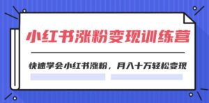 （11762期）2024小红书涨粉变现训练营，快速学会小红书涨粉，月入十万轻松变现(40节)-网创资源
