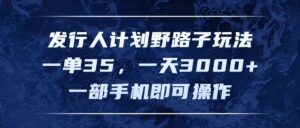 （11750期）发行人计划野路子玩法，一单35，一天3000+，一部手机即可操作-网创资源