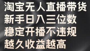 淘宝无人直播带货，新手日入三位数，稳定开播不违规，越久收益越高【揭秘】-网创资源