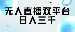（11733期）无人直播双平台，日入三千-网创资源