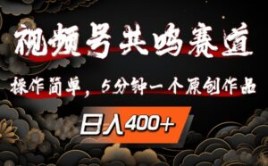 视频号共鸣赛道，操作简单，5分钟1个原创作品，日入几张【揭秘】-网创资源