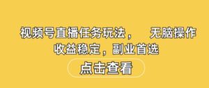 视频号直播任务玩法，无脑操作，收益稳定，副业首选-网创资源