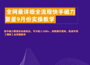 全网最详细全流程快手磁力聚星实操教学-网创资源