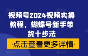 视频号2024视频实操教程，蝴蝶号新手带货十步法-网创资源