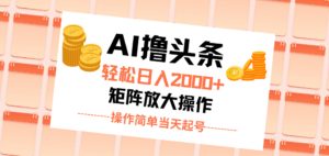 （11697期）AI撸今日头条，轻轻松松日入2000 没脑子实际操作，当日养号，第二天见盈利。-网创资源