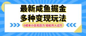 最新咸鱼掘金玩法，0成本小白无压力，多种变现方式，轻松月入过W-网创资源