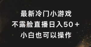最新冷门游戏不露脸直播，轻松日入50+，小白也可操作-网创资源