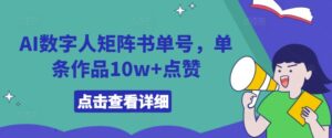 AI数字人矩阵书单号，单条作品10w+点赞【揭秘】-网创资源