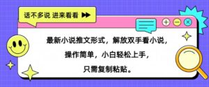 最新小说推文形式，解放双手看小说， 操作简单，小白轻松上手，只需复制粘贴-网创资源