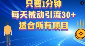只要1分钟，不需要重复操作，每天被动引流30+(适合任何项目)-网创资源