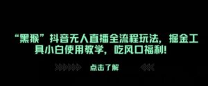“黑猴”抖音无人直播全流程玩法，掘金工具小白使用教学，吃风口福利!-网创资源