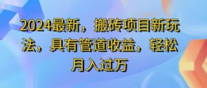 （11616期）2024最近，搬砖收益新玩法，动动手指日入300+，具有管道收益-网创资源
