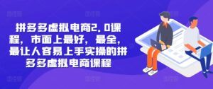 拼多多虚拟电商2.0项目，市面上最好，最全，最让人容易上手实操的拼多多虚拟电商课程-网创资源